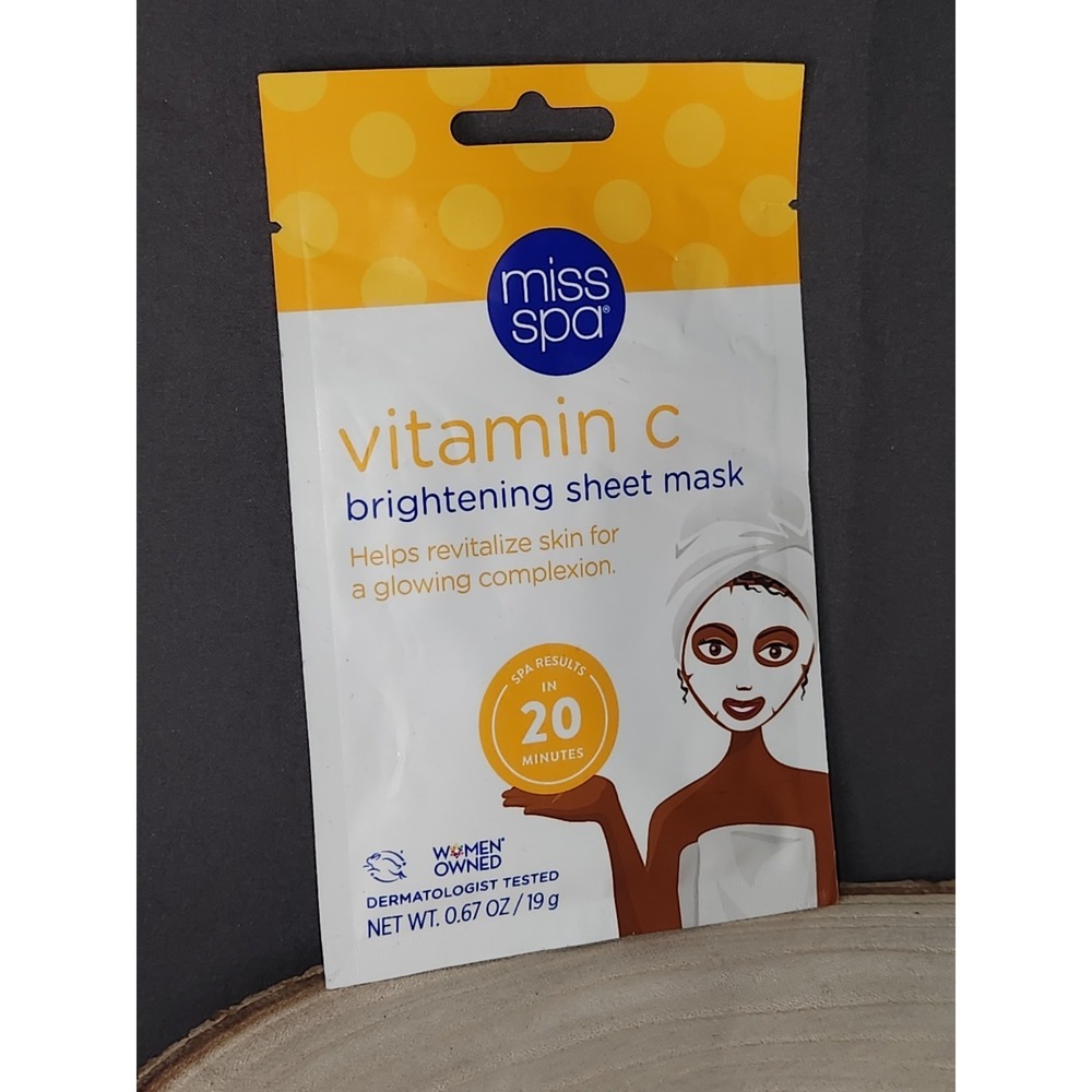 Miss Spa Vitamin C Brightening Sheet Mask 0.67 oz Vegan 20 Minute Women Owned